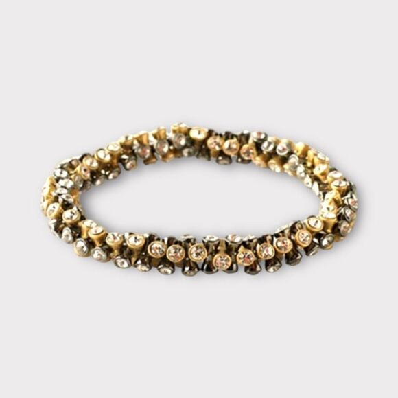 Stella & Dot ~ NEW Vintage Twist ~ Gold & Silver Inlaid Crystal Bracelet - Picture 1 of 5